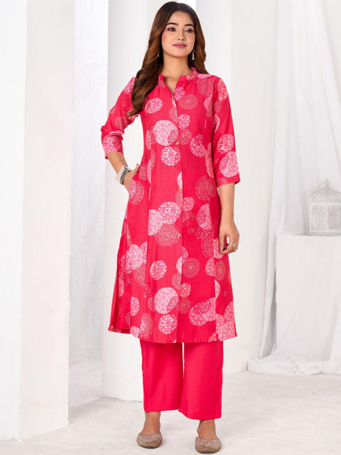 Larqi Printed Mandarin Collar Tunic & Trousers Co-Ords