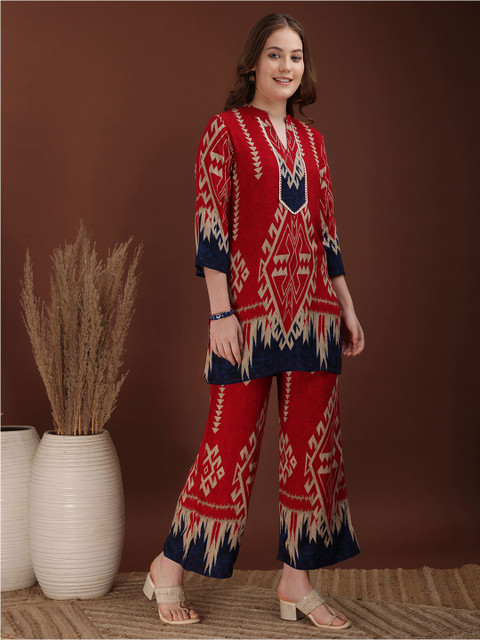 CORSICA Printed Mandarin Collar Tunic & Palazzos Co-Ords - Image 3