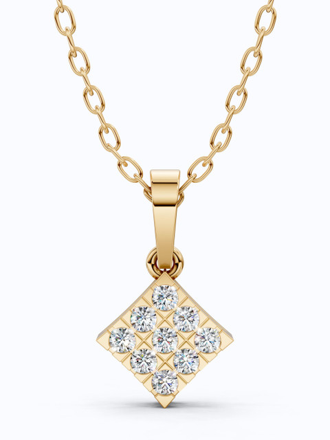 SHOORA DESIGNS 9 KT Gold Cluster Diamond Square Pendant