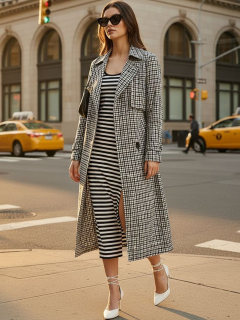 ZUMMER Striped Bodycon Midi Dress