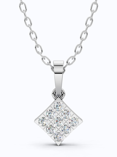 SHOORA DESIGNS 14 K Gold Cluster Diamond Square Pendant