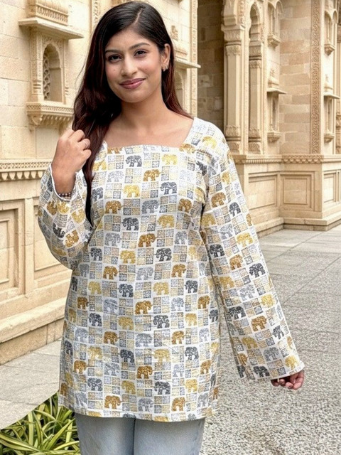 OKARA Animal Print Bohemian Cotton Top