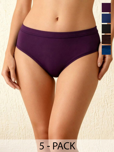 Moda Rapido Pack of 5 Cotton Mid-Rise Hipster Briefs