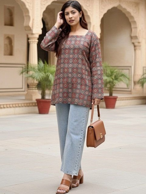 BAESD Geometric Print Cotton Top