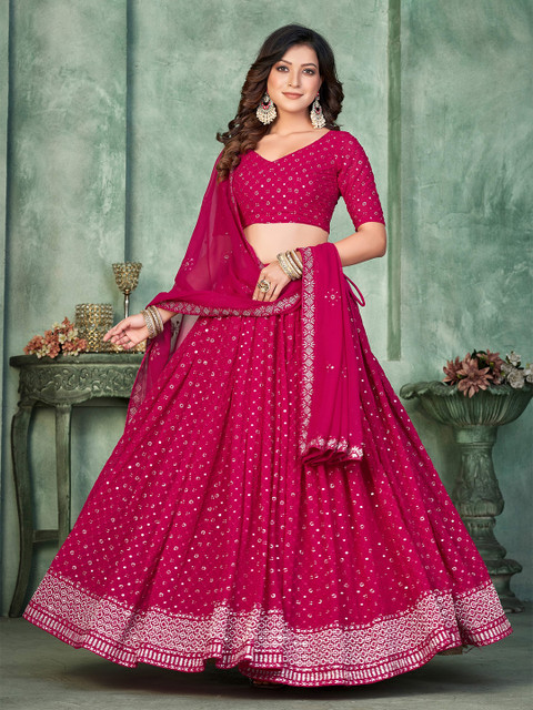 Warthy Ent Embellished Sequinned Semi-Stitched Lehenga & Blouse With Dupatta