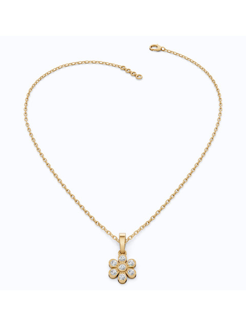 SHOORA DESIGNS 9 KT Gold Daisy Floral Cluster Diamond Pendant - Image 6