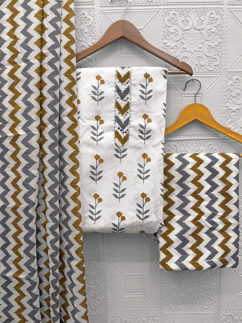 FashionsEye Printed Pure Cotton Unstitched Dress Material