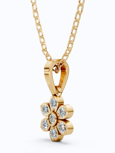 SHOORA DESIGNS 9 KT Gold Daisy Floral Cluster Diamond Pendant - Image 2
