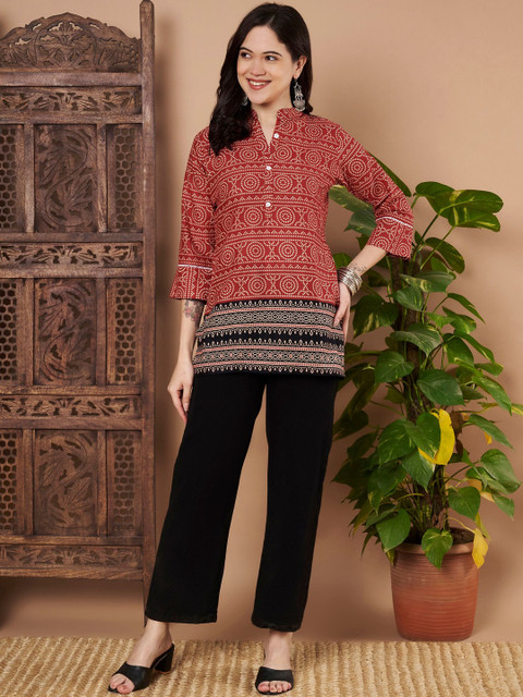 HERE&NOW Ethnic Motifs Printed Pure Cotton Kurti