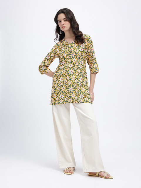 Anouk Rustic Floral Printed V-Neck Straight Kurti - Image 6