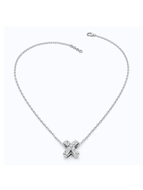 SHOORA DESIGNS 9 K Gold Diamond Pav X Cross Initial Pendant - Image 4