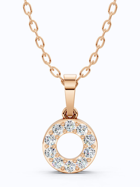 SHOORA DESIGNS 14 KT Gold Open Circle Halo Diamond Wedding Pendant