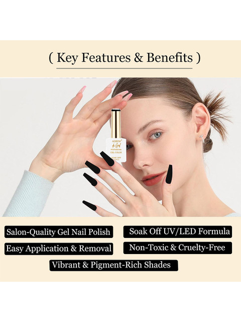 Adbeni Professional Da Girl UV/LED Soak-Off Gel Nail Polish- 15 ml- Black - Image 4