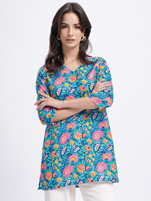 Anouk Rustic Floral Printed V-Neck Straight Kurti - Image 2