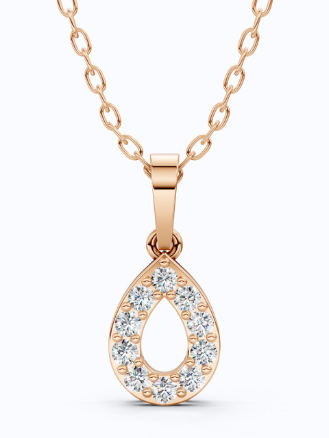SHOORA DESIGNS 14 KT Gold Modern Open Pear Halo Pendant