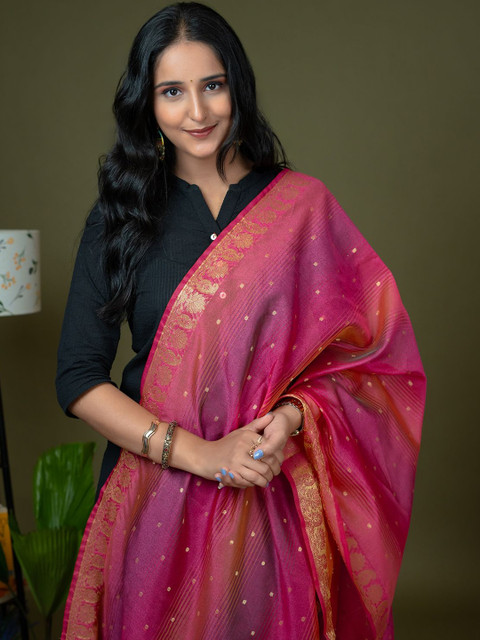 HELLA FASHIONS Ethnic Motifs Printed Dupatta with Zari - Image 2