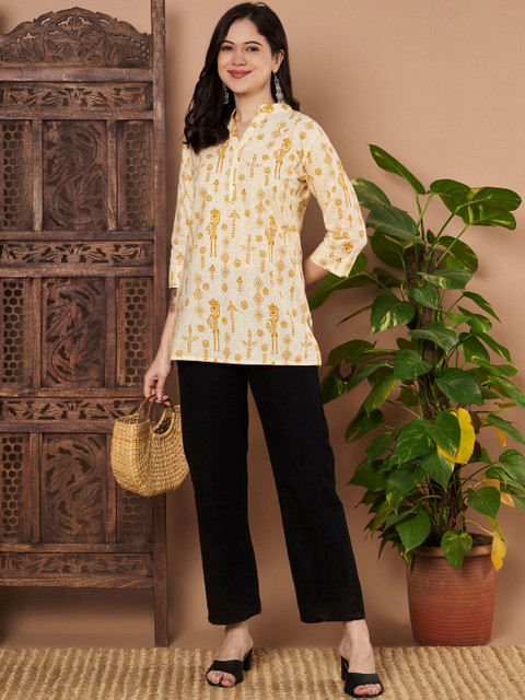 HERE&NOW Ethnic Motifs Printed Pure Cotton Kurti