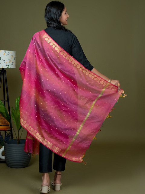 HELLA FASHIONS Ethnic Motifs Printed Dupatta with Zari - Image 4