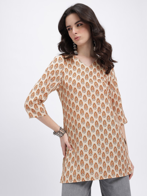 Anouk Rustic Ethnic Motifs Printed V-Neck Straight Kurti