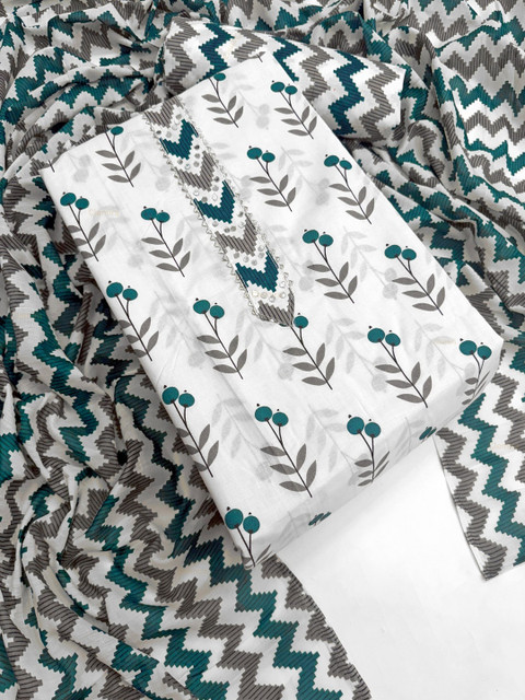 FashionsEye Printed Pure Cotton Unstitched Dress Material - Image 3