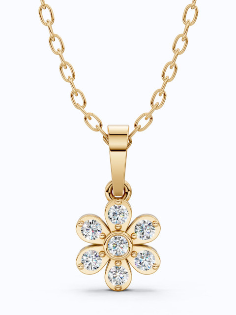 SHOORA DESIGNS 9 KT Gold Daisy Floral Cluster Diamond Pendant