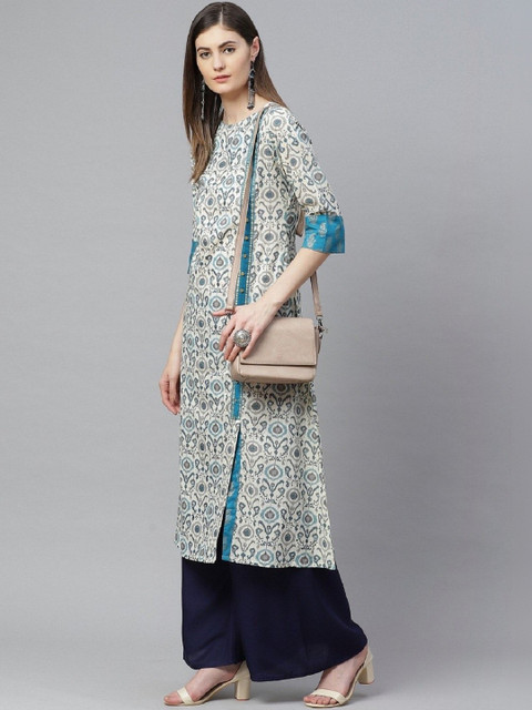 Shashwani Women Printed Mirror Work Maternity Kurta