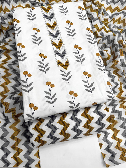 FashionsEye Printed Pure Cotton Unstitched Dress Material - Image 2