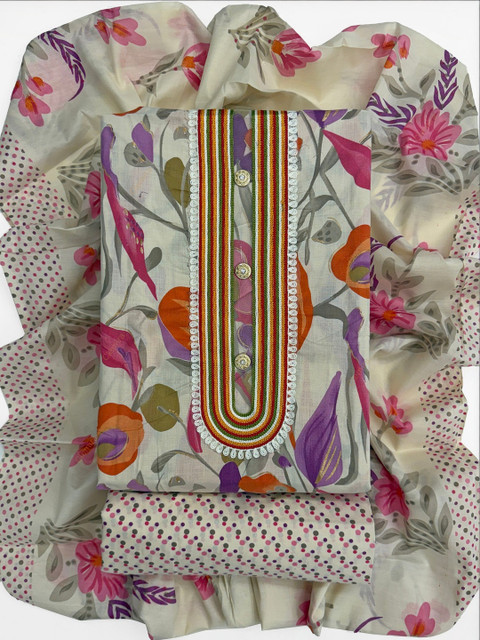 CLEMIRA Printed Pure Cotton Unstitched Dress Material