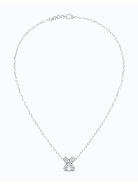 SHOORA DESIGNS 9 K Gold Diamond Pav X Cross Initial Pendant - Image 3