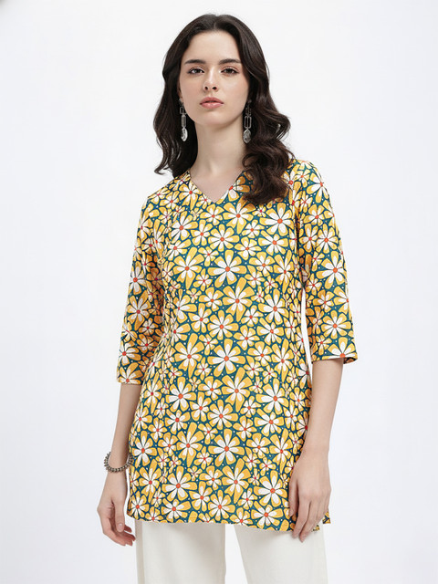 Anouk Rustic Floral Printed V-Neck Straight Kurti - Image 2