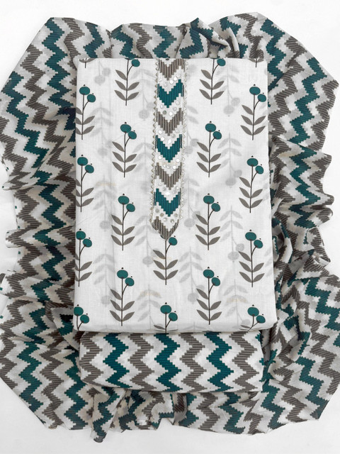 FashionsEye Printed Pure Cotton Unstitched Dress Material - Image 2