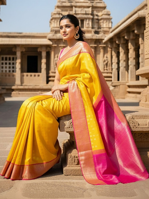 AMRUTKALA SAREES Woven Design Zari Silk Blend Handloom Banarasi Saree - Image 2