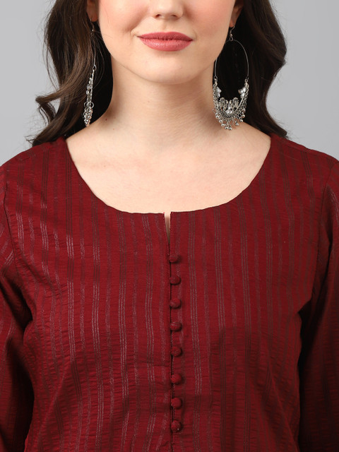 KALINI Striped Regular Thread Work Kurta with Palazzos - Image 2