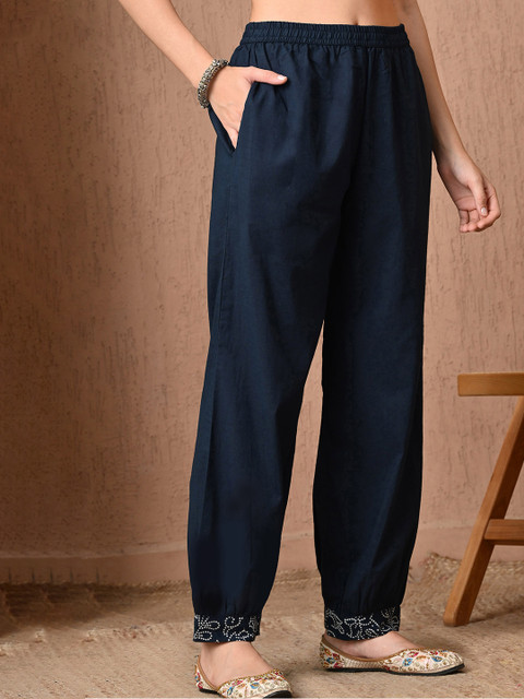 KALINI Women Ethnic Motifs Printed Regular Thread Work Pure Cotton Kurta with Harem Pants & With Dupatta - Image 7