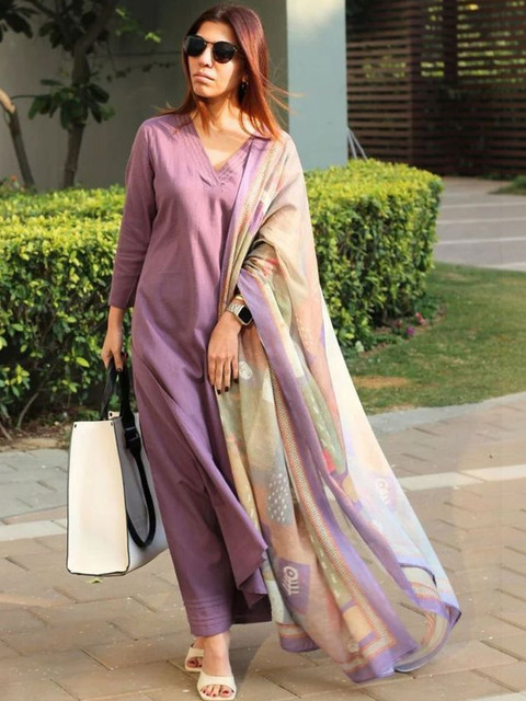 Moda Rapido Women Ethnic Motifs Regular Chanderi Cotton Kurta with Trousers & With Dupatta