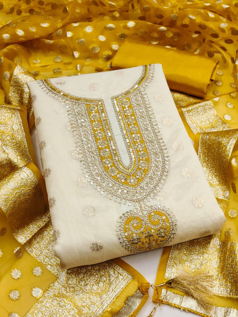 KALINI Embroidered Unstitched Dress Material
