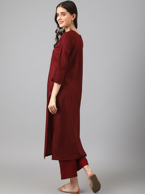 KALINI Striped Regular Thread Work Kurta with Palazzos - Image 4