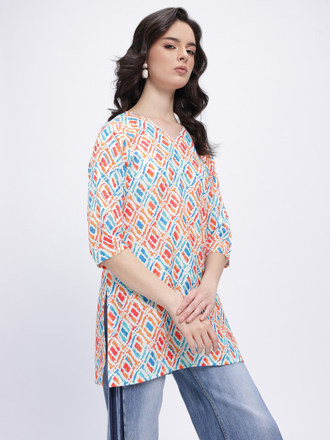 Anouk Rustic Abstract Printed V-Neck Straight Kurti - Image 4