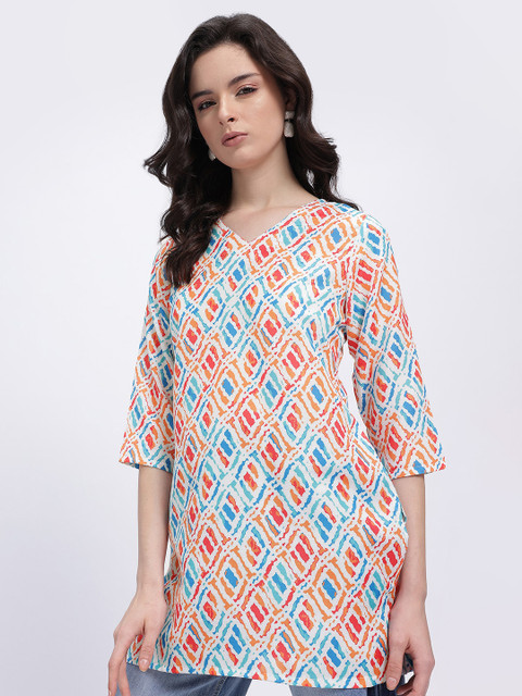 Anouk Rustic Abstract Printed V-Neck Straight Kurti