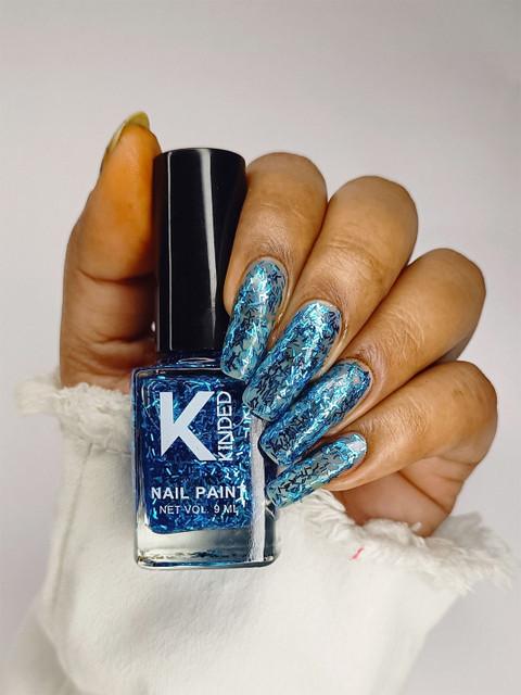 KINDED Textured Topper Coat Glitter Nail Polish - 9 ml - Nail Art Blue Sapphire 39