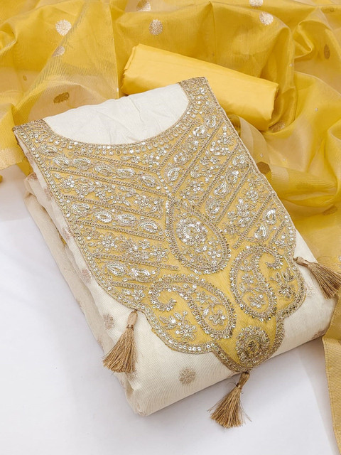 KALINI Embellished Unstitched Dress Material