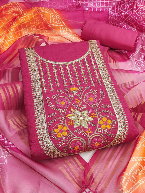 KALINI Embroidered Pure Cotton Unstitched Dress Material