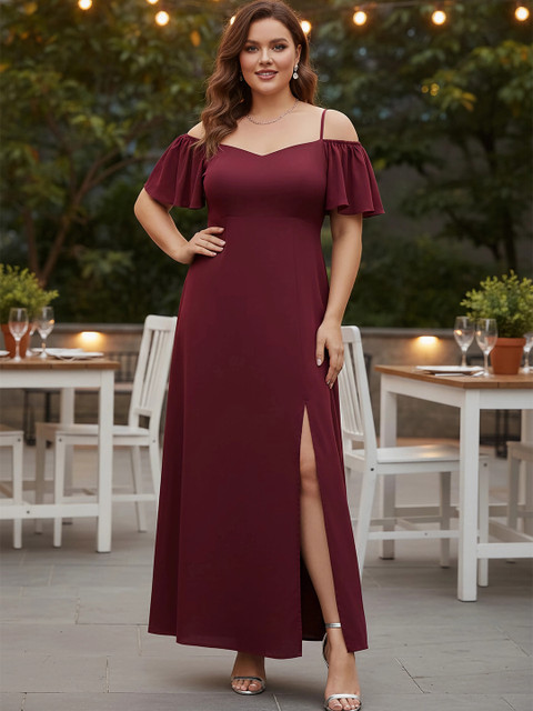 Berrylush Curve Cold Shoulder A-line Maxi Dress