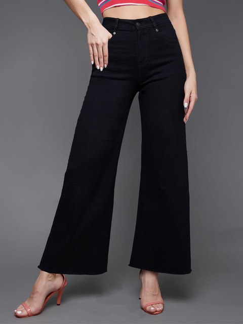 Miss Chase Women Wide Leg High-Rise Clean Look Stretchable Jeans