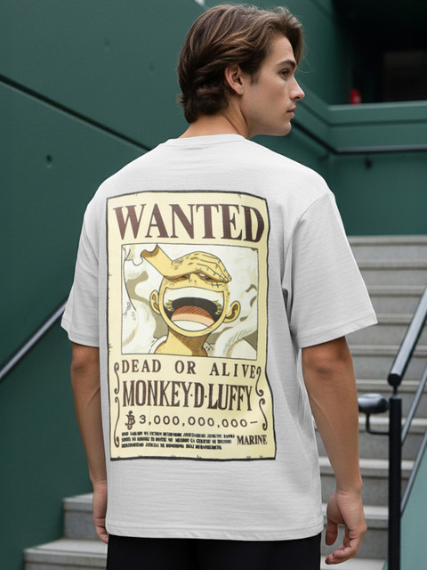 Bewakoof AIR Monkey D Luffy Graphic Printed Pure Cotton Oversized T-shirt