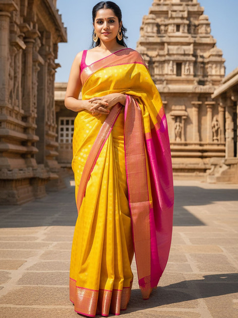 AMRUTKALA SAREES Woven Design Zari Silk Blend Handloom Banarasi Saree