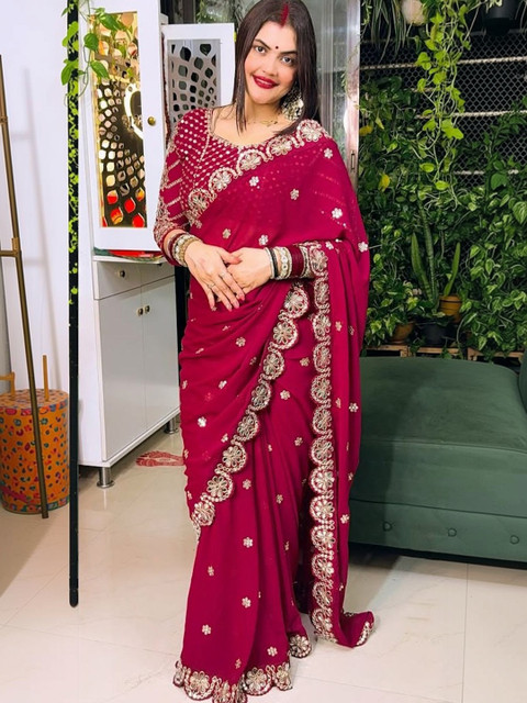 Being Naari Embellished Zari Pure Georgette Heavy Work Saree