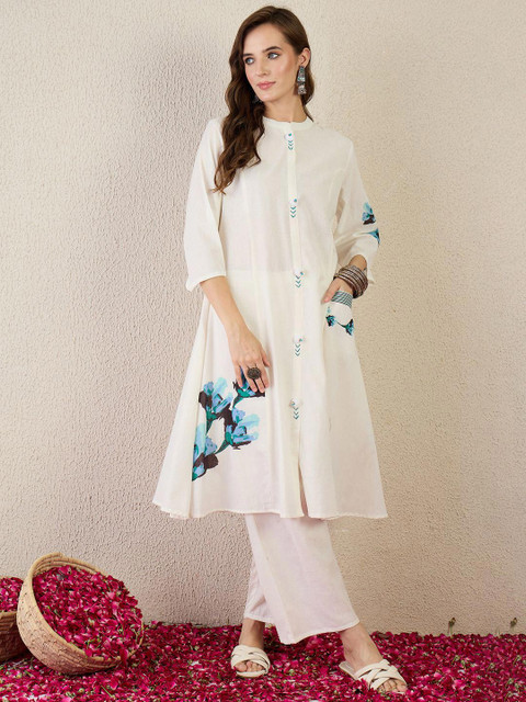 Indo Era Printed Pure Cotton Straight Tunic With Trousers Co-Ords