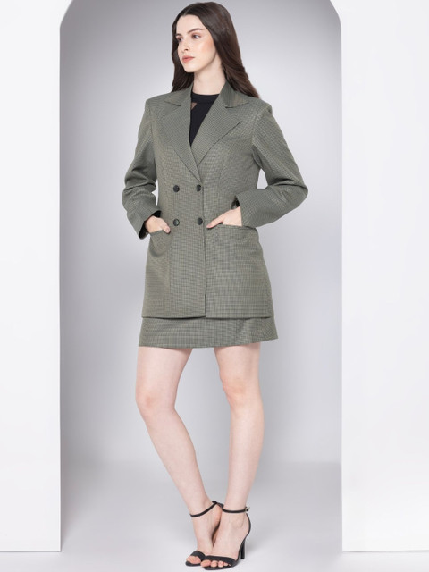 JULO Striped Notched Lapel Double-Breasted Casual Blazers