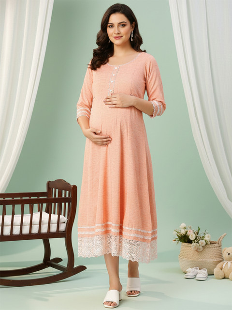DUMMY SHAPE Thread Work Maternity Cotton Anarkali Kurta